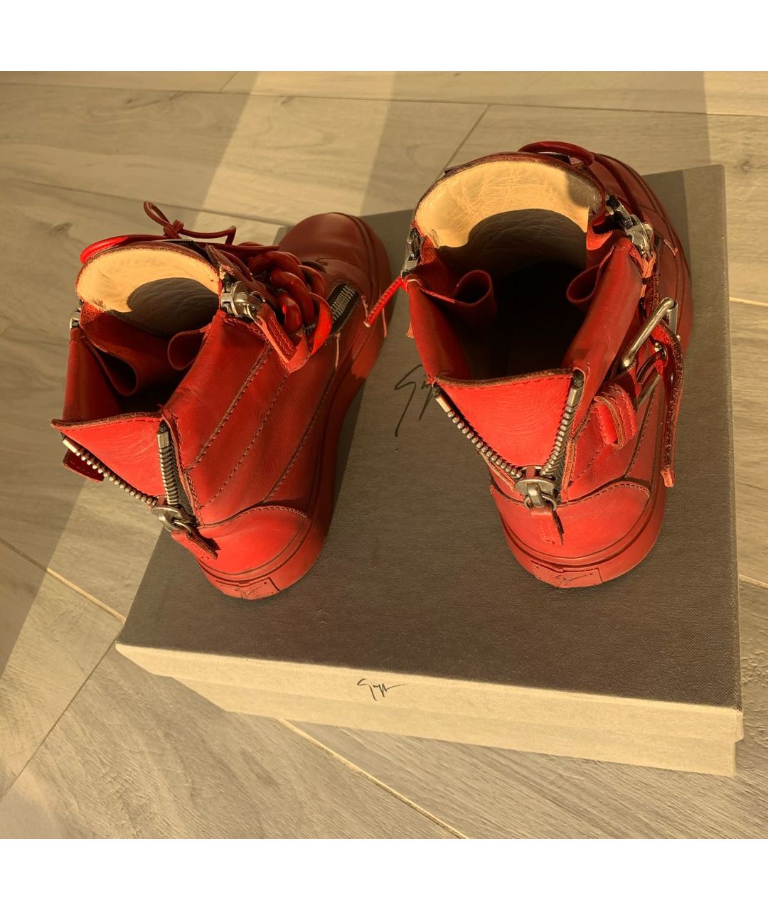 GIUSEPPE ZANOTTI DESIGN Красные кожаные кроссовки, фото 3