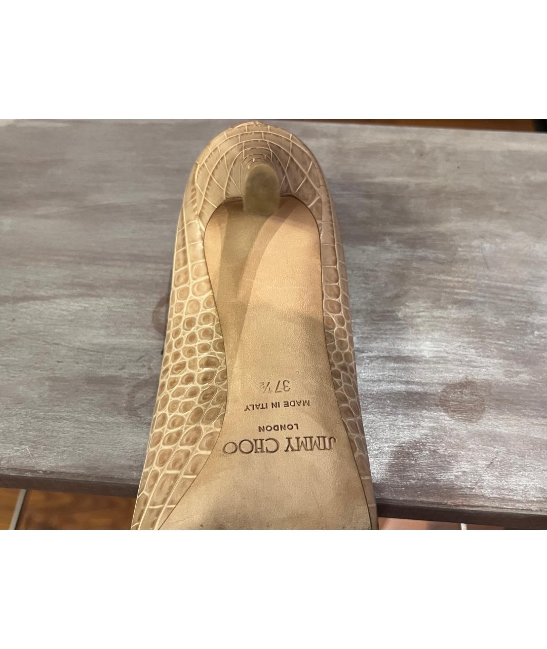 JIMMY CHOO Бежевые кожаные туфли, фото 5