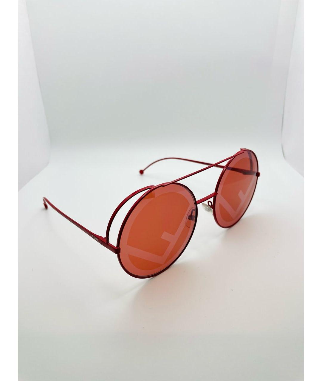 FENDI Красные металлические солнцезащитные очки, фото 2
