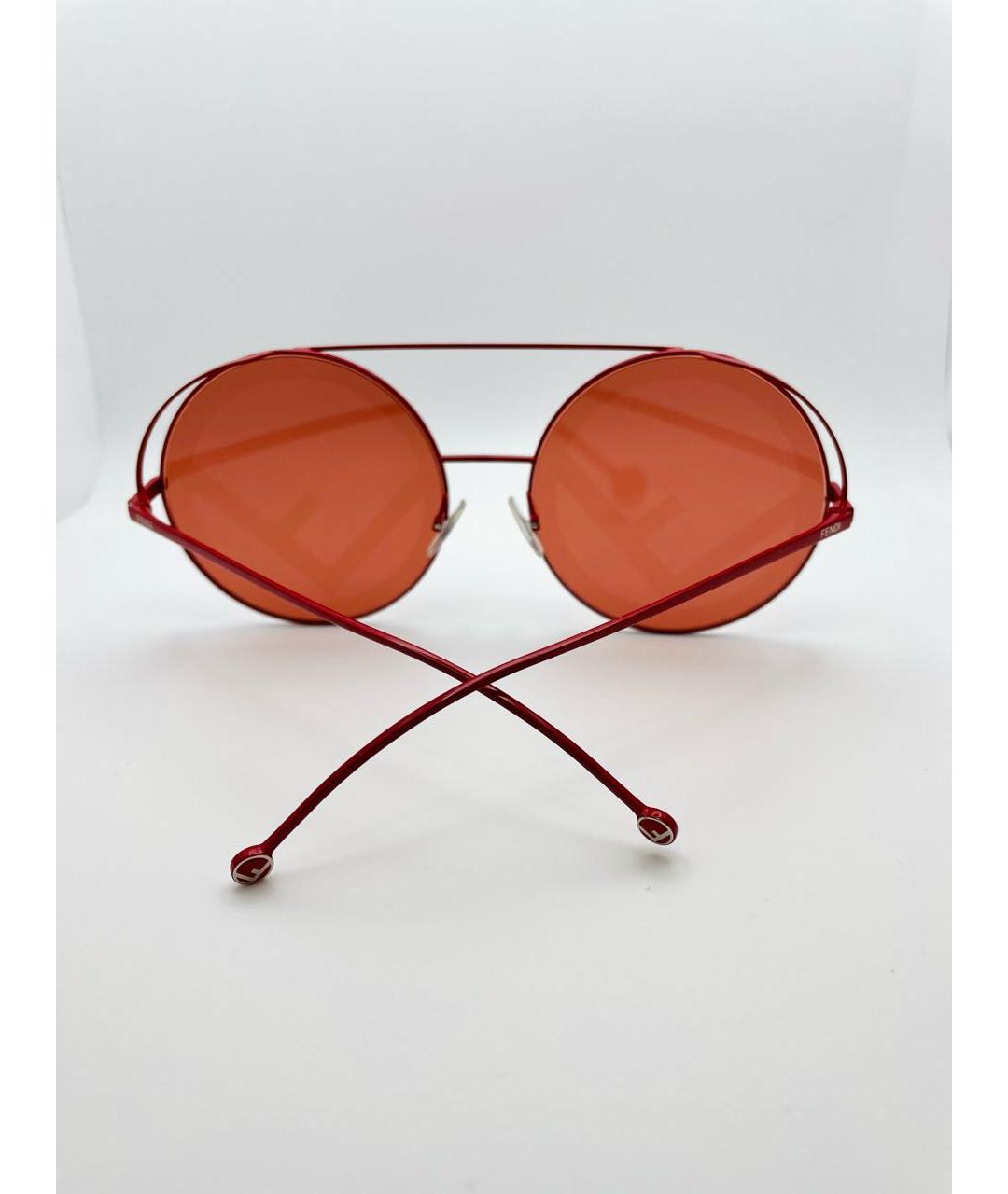 FENDI Красные металлические солнцезащитные очки, фото 4