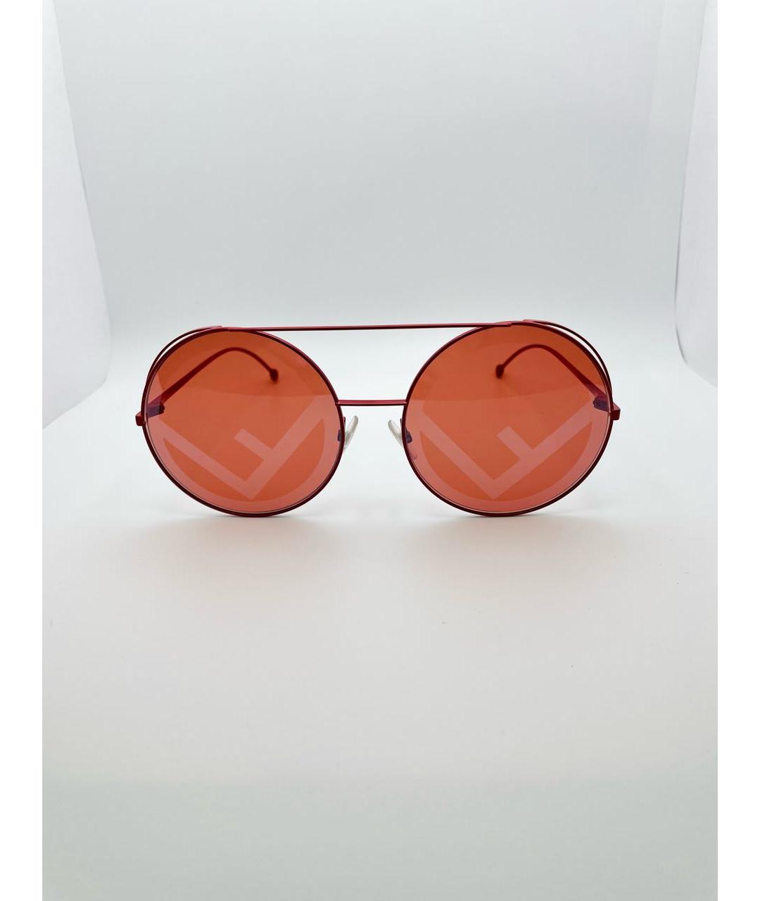 FENDI Красные металлические солнцезащитные очки, фото 9