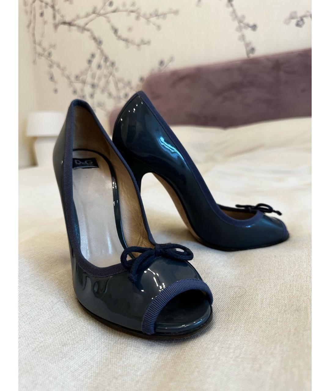 DOLCE&GABBANA Темно-синие туфли из лакированной кожи, фото 5