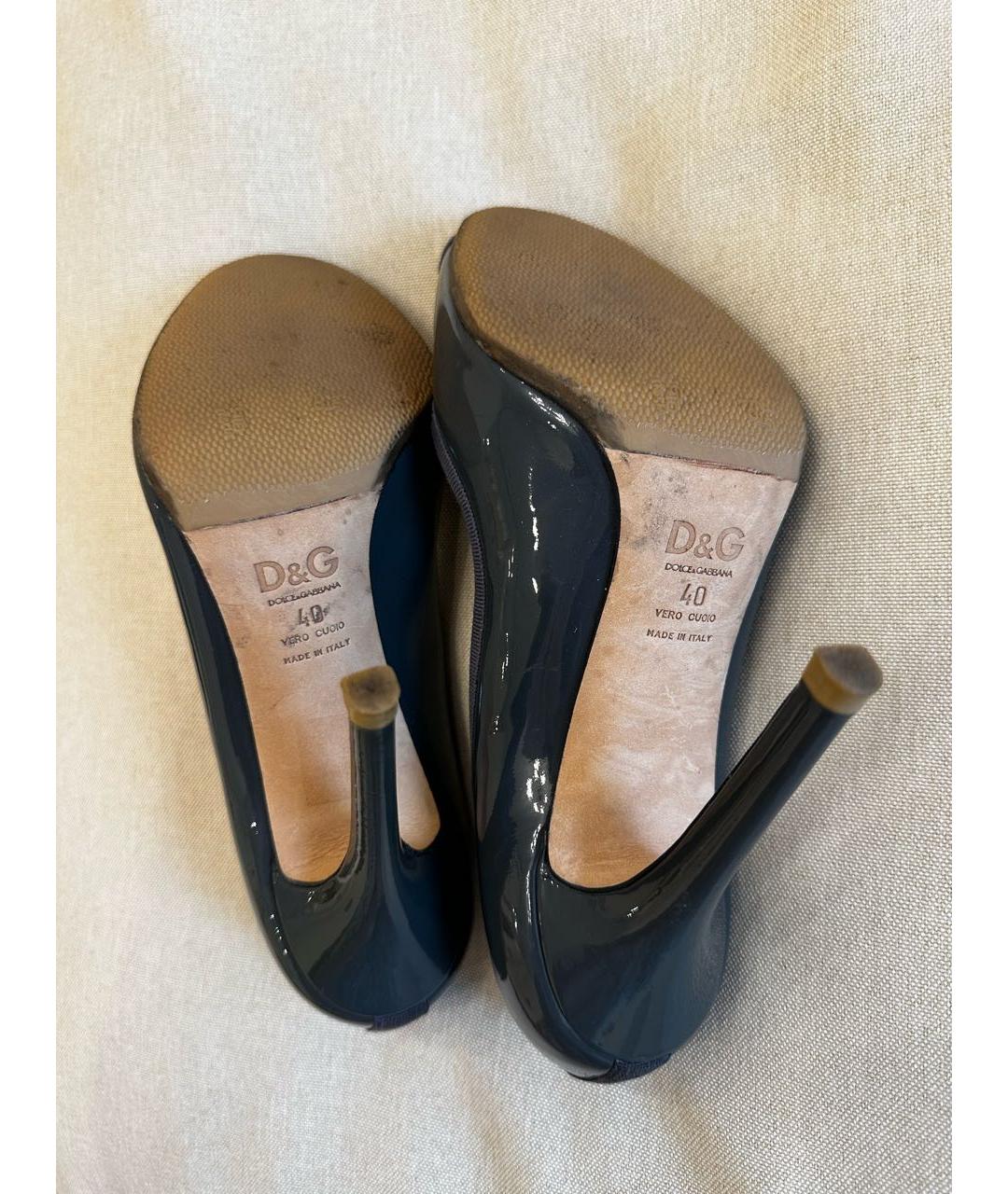 DOLCE&GABBANA Темно-синие туфли из лакированной кожи, фото 4