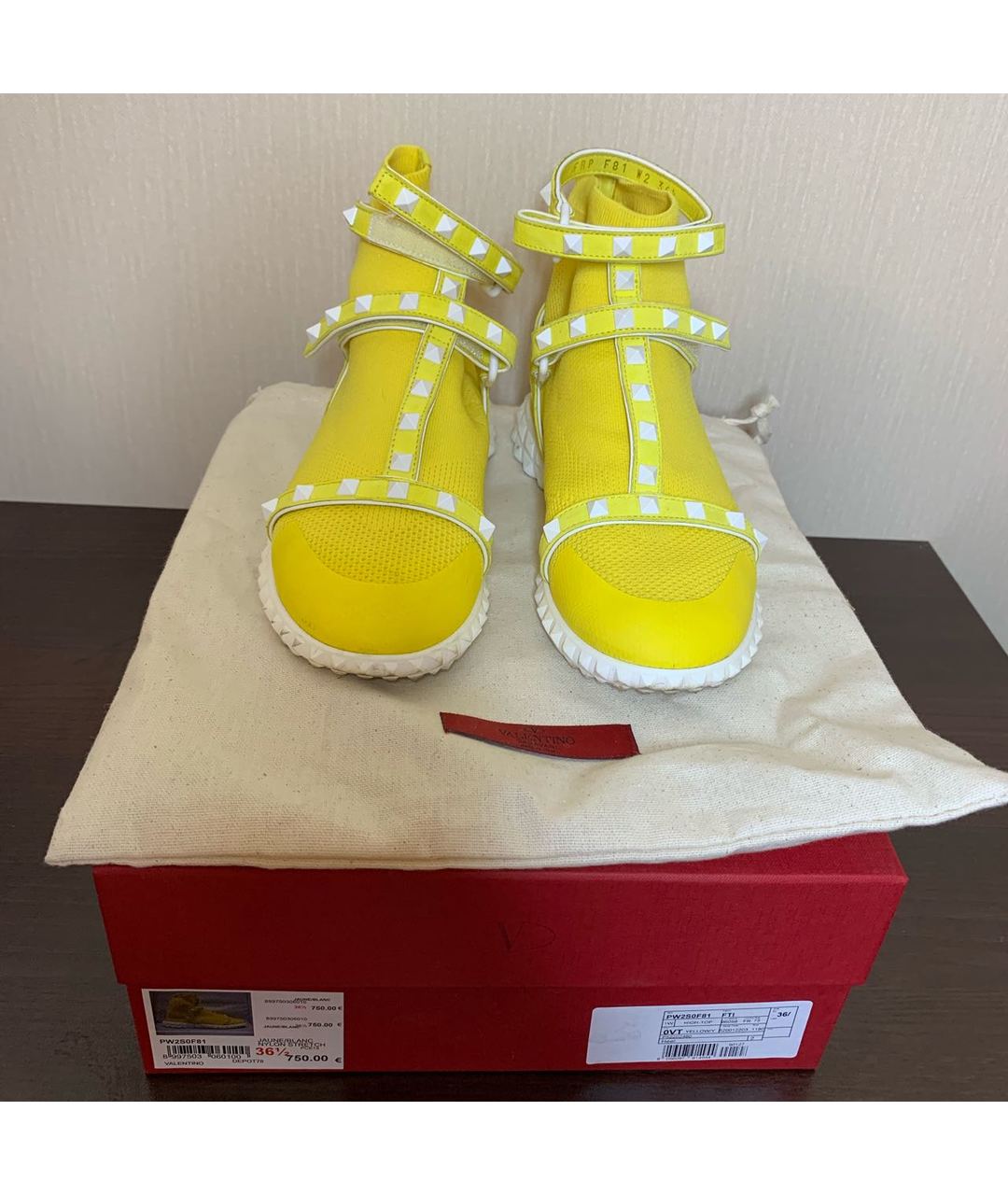 VALENTINO Желтые текстильные кроссовки, фото 2