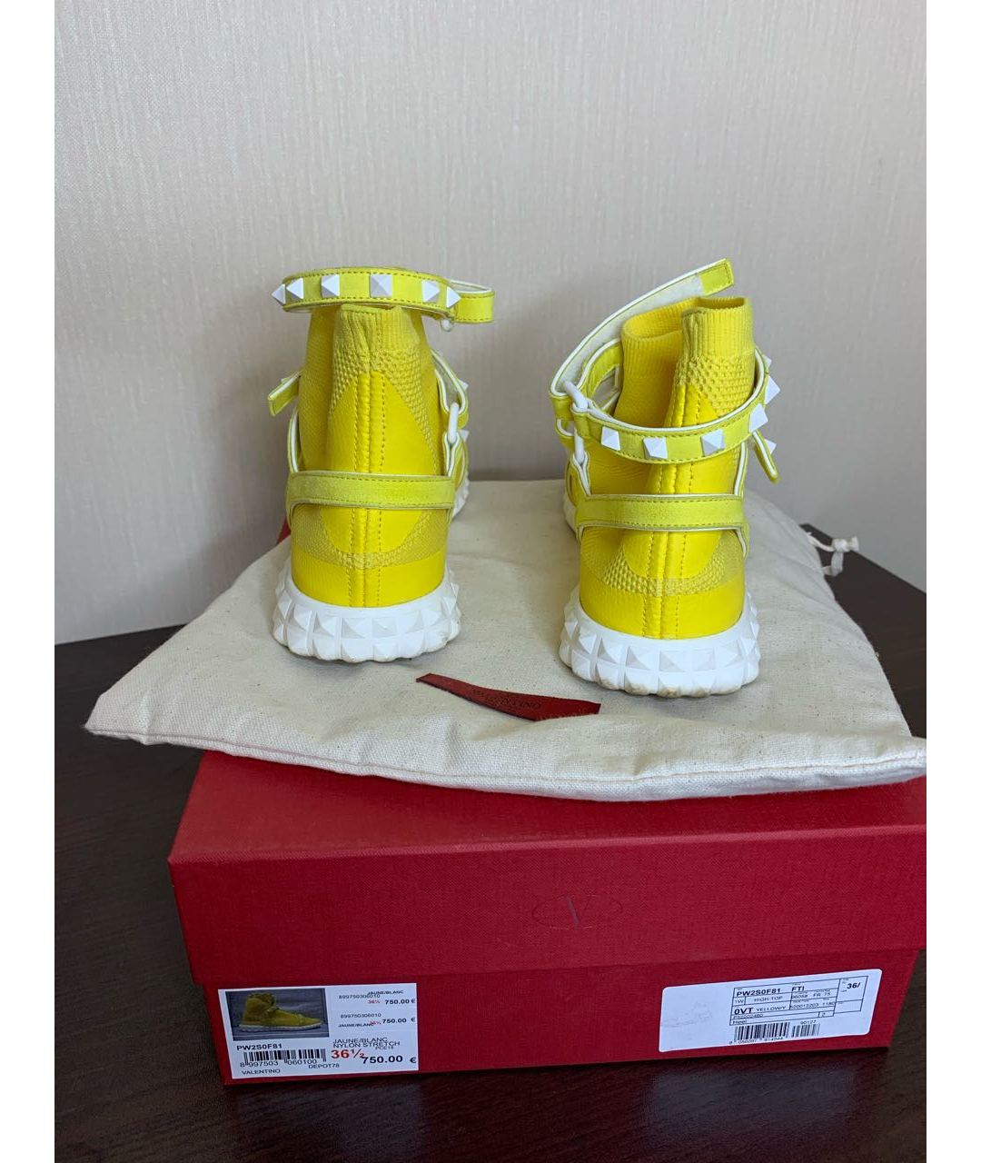 VALENTINO Желтые текстильные кроссовки, фото 4
