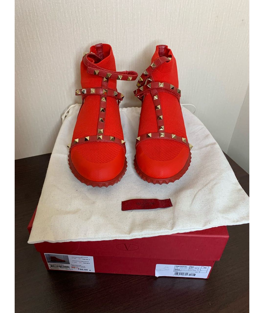 VALENTINO Красные текстильные кроссовки, фото 2
