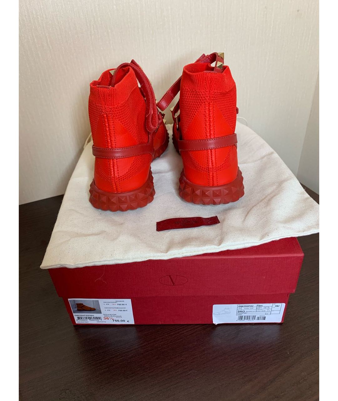VALENTINO Красные текстильные кроссовки, фото 4