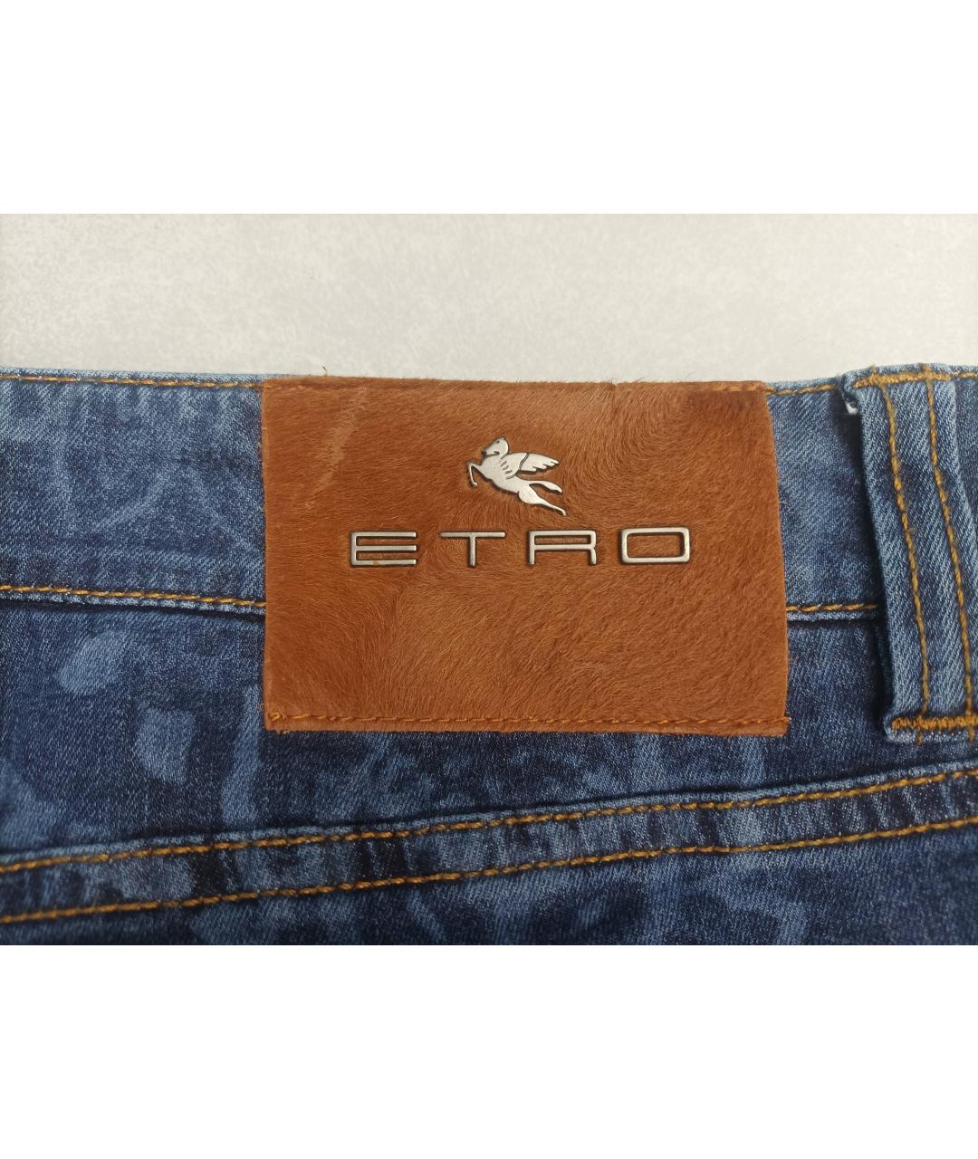 ETRO Синие хлопко-эластановые прямые джинсы, фото 5