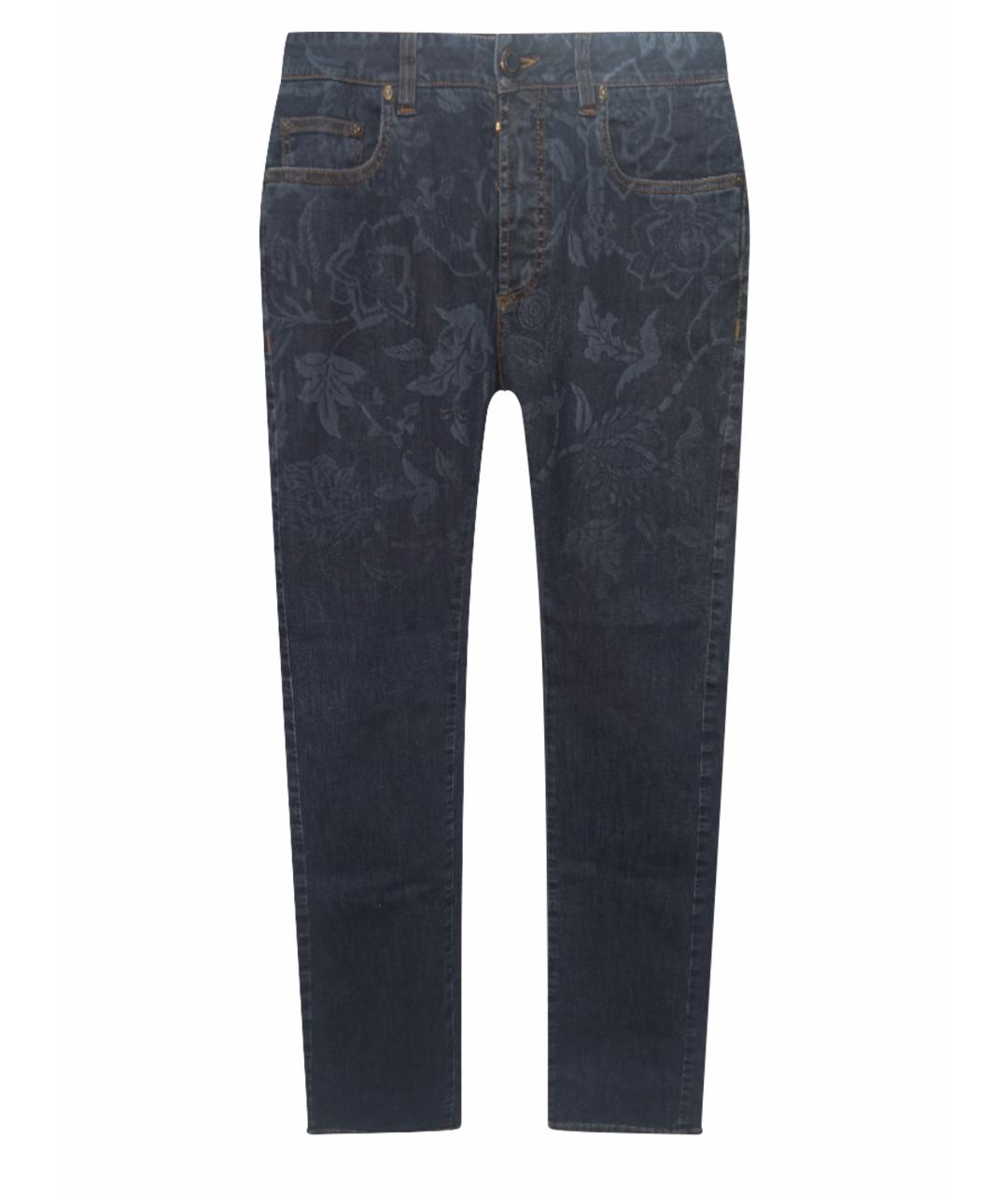 ETRO Синие хлопко-эластановые прямые джинсы, фото 1