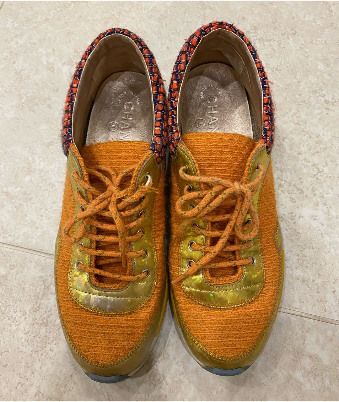 CHANEL PRE-OWNED Оранжевое кроссовки, фото 3