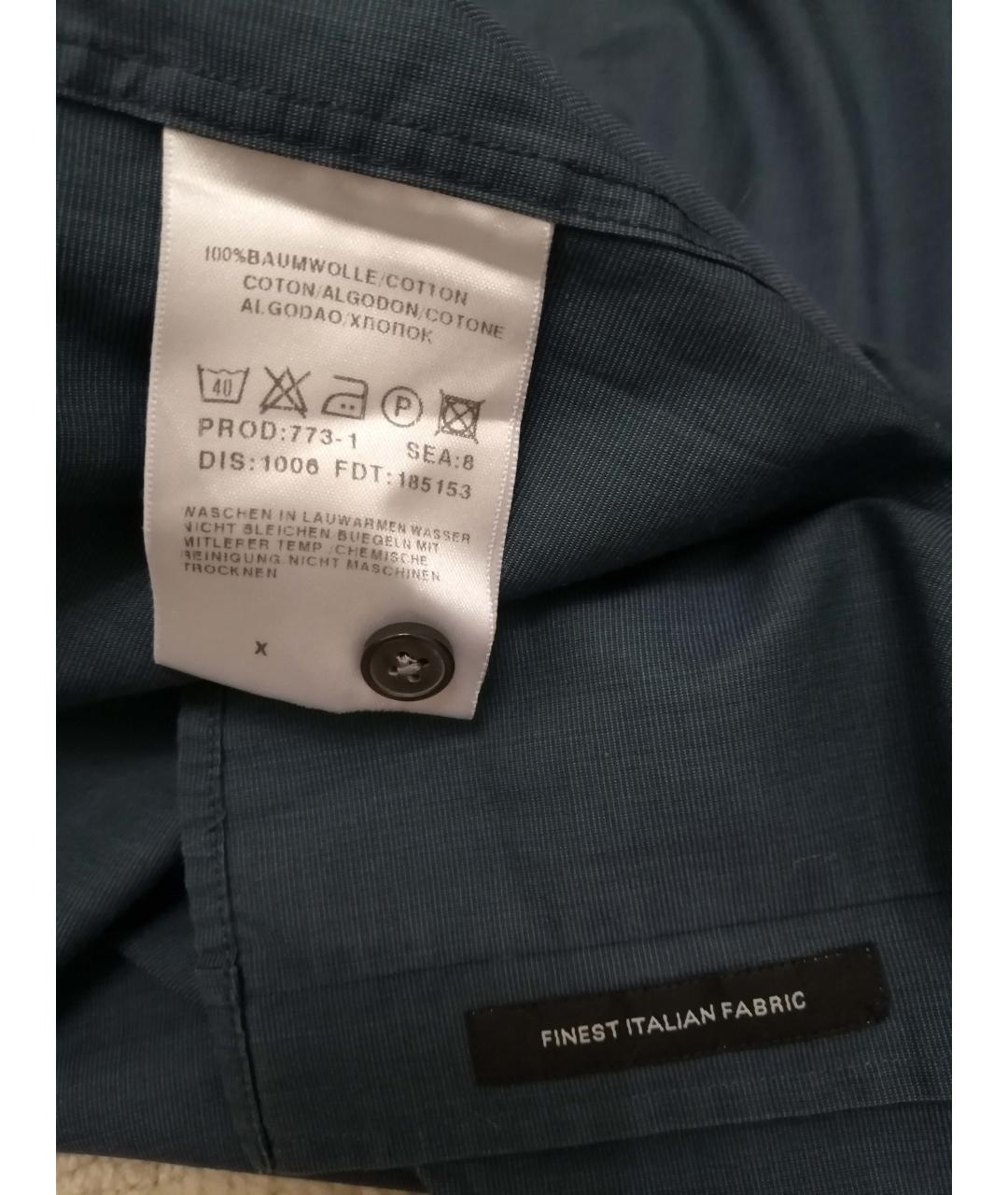 HUGO BOSS Темно-синяя хлопковая классическая рубашка, фото 6