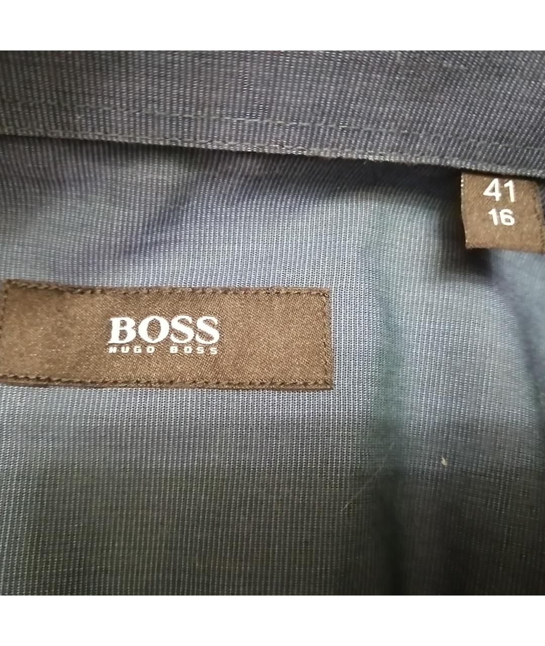 HUGO BOSS Темно-синяя хлопковая классическая рубашка, фото 5