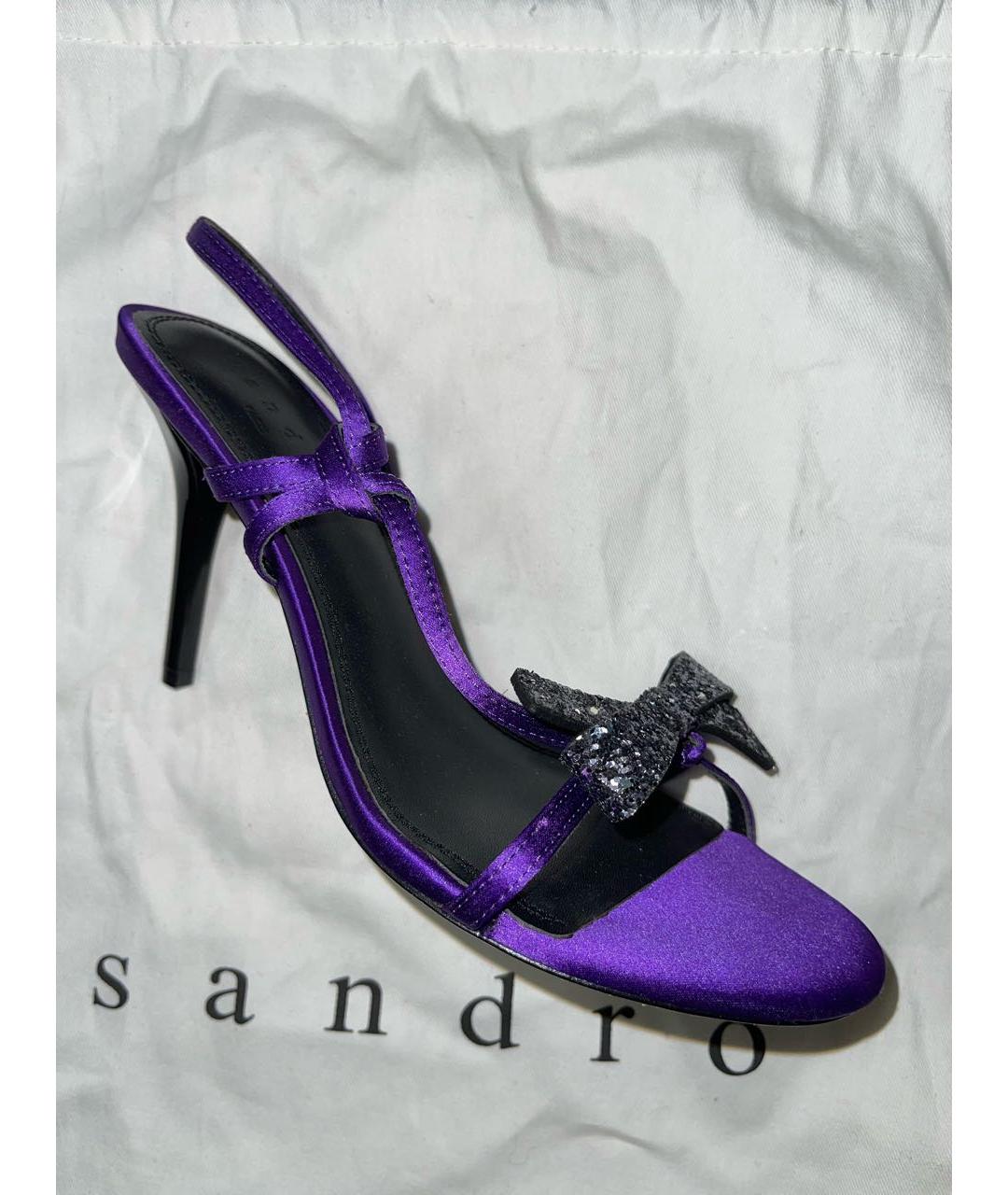 SANDRO Фиолетовые текстильные босоножки, фото 6