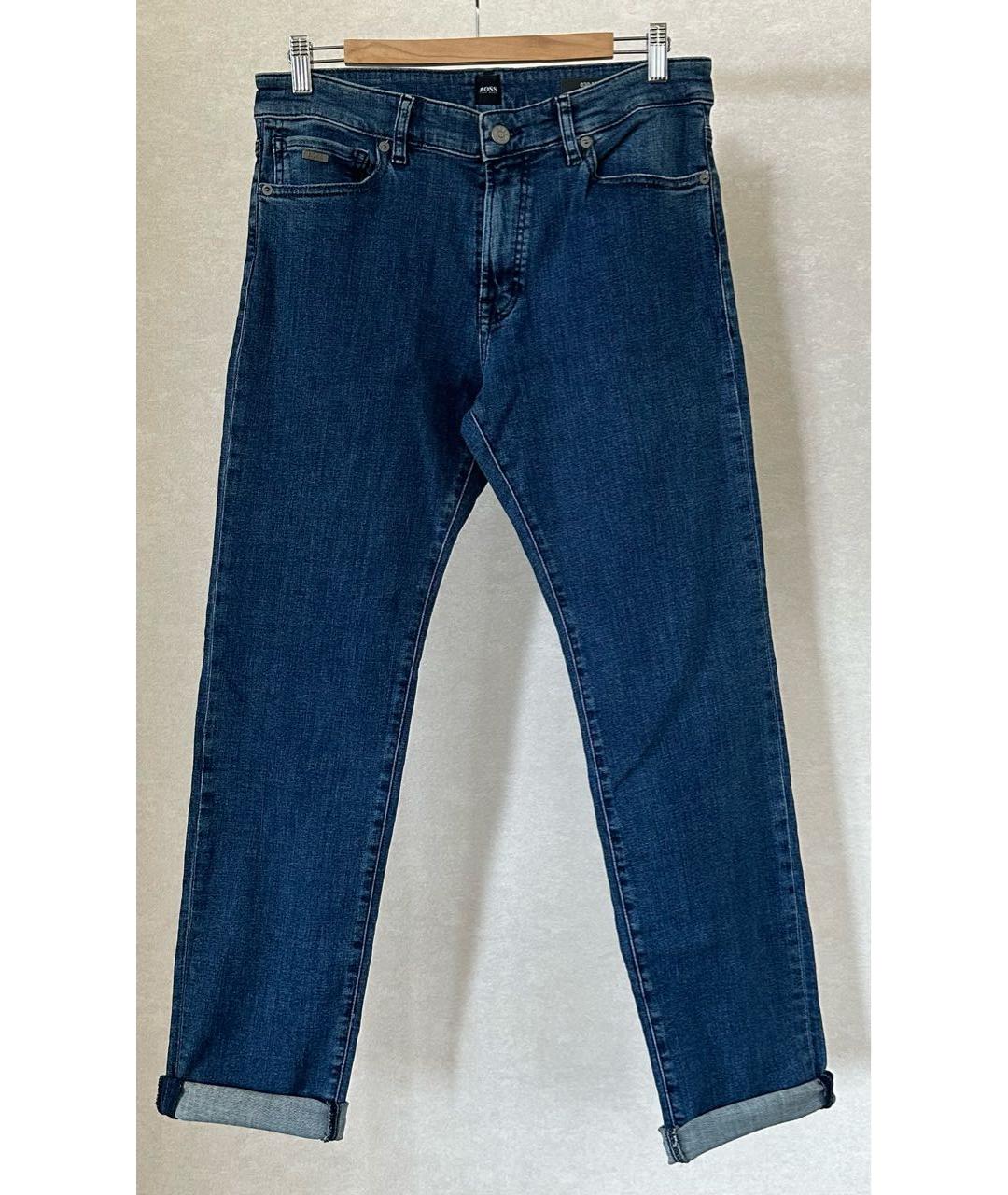 HUGO BOSS Синие хлопко-эластановые прямые джинсы, фото 7