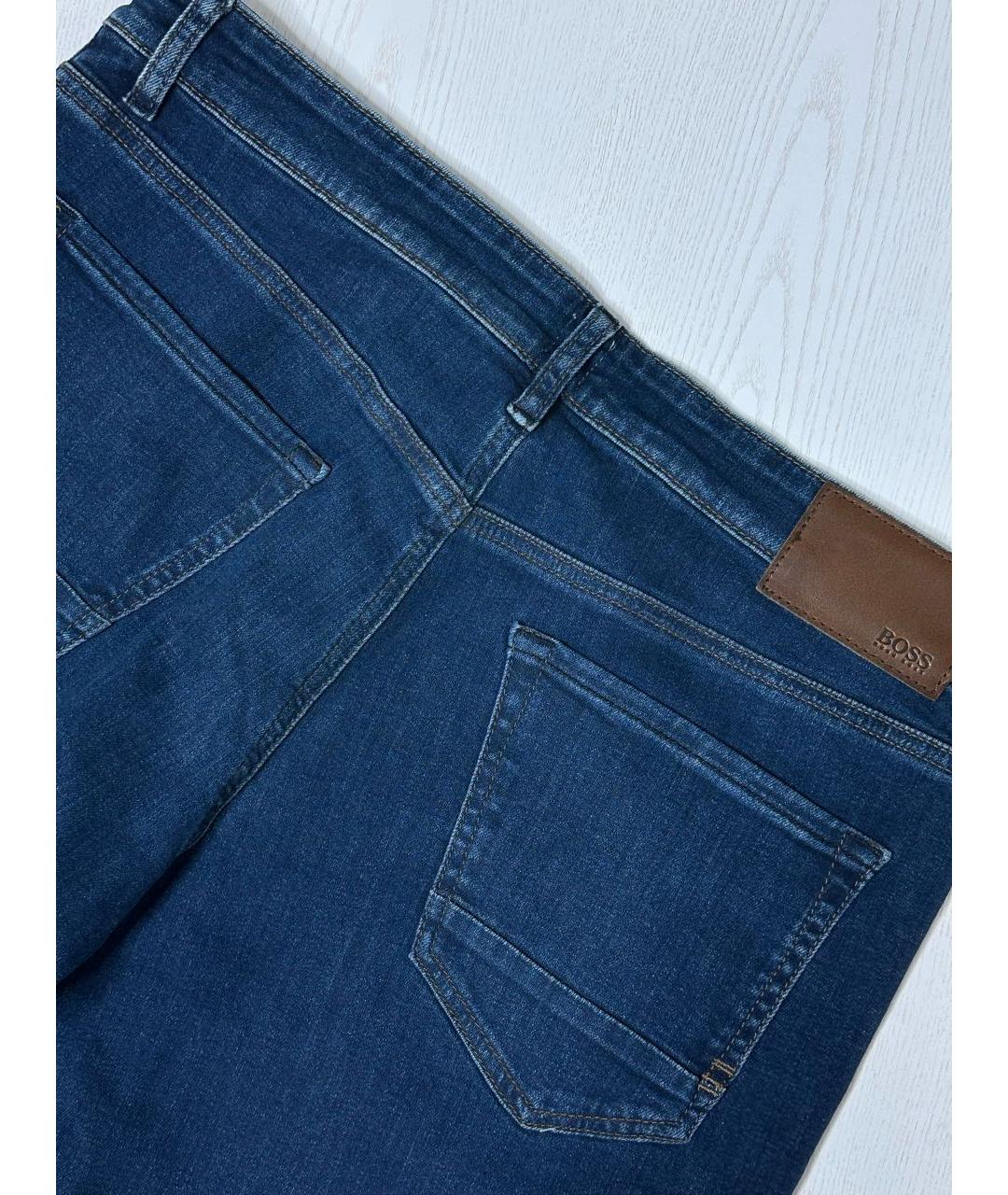 HUGO BOSS Синие хлопко-полиэстеровые прямые джинсы, фото 3