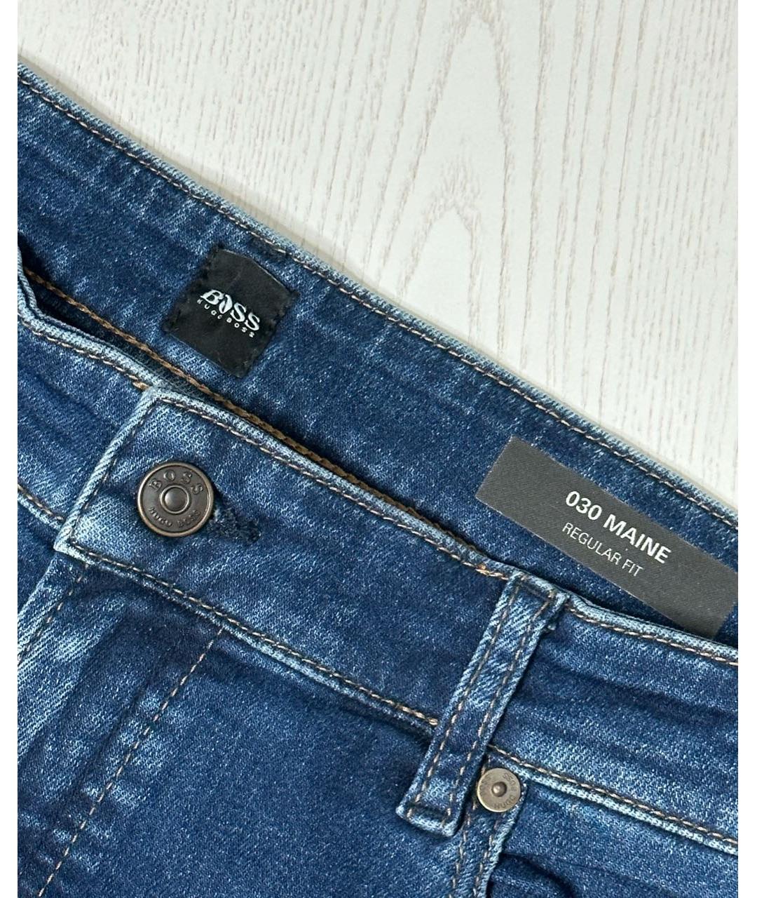 HUGO BOSS Синие хлопко-полиэстеровые прямые джинсы, фото 4