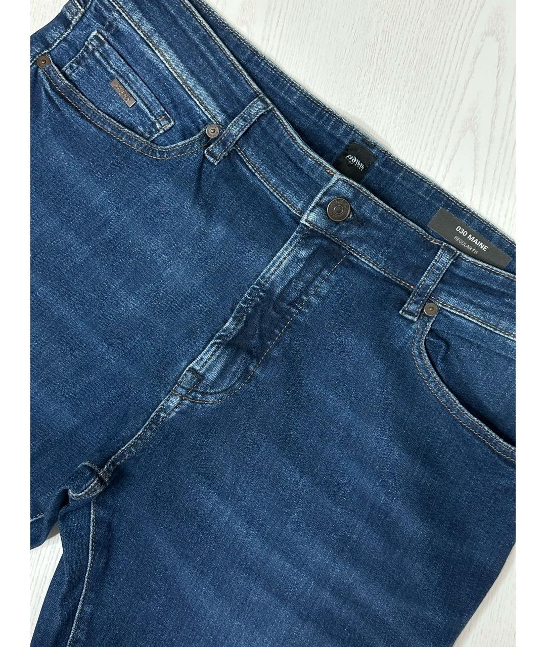 HUGO BOSS Синие хлопко-полиэстеровые прямые джинсы, фото 2