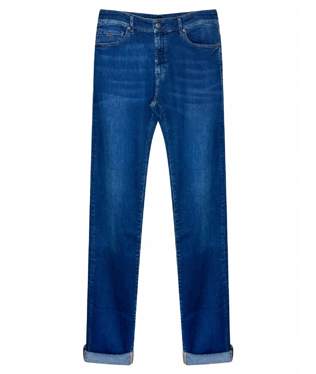 HUGO BOSS Синие хлопко-полиэстеровые прямые джинсы, фото 1
