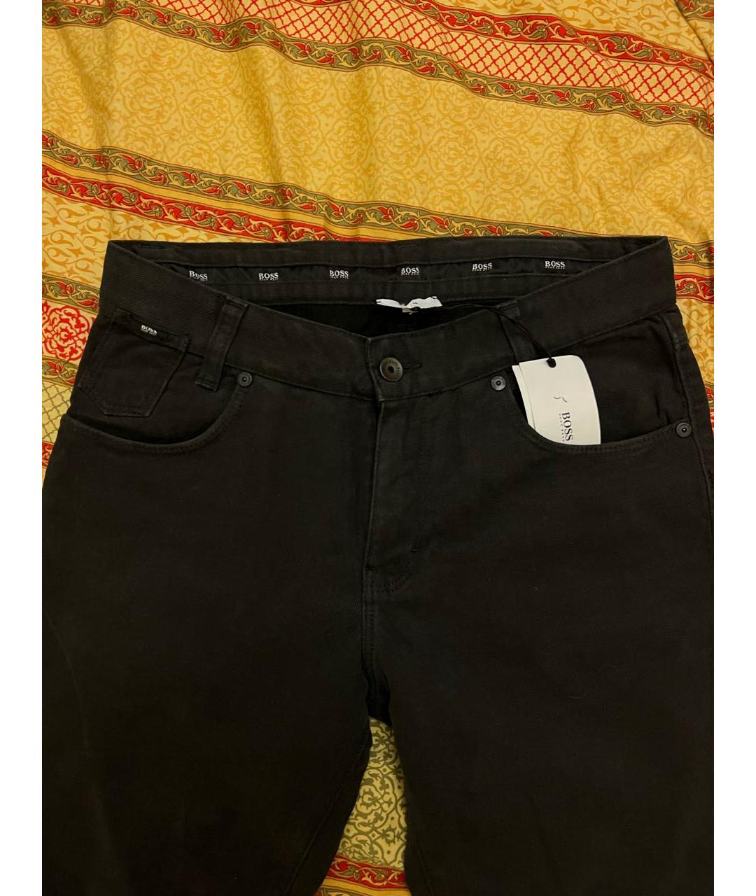 HUGO BOSS Черные хлопковые прямые джинсы, фото 3