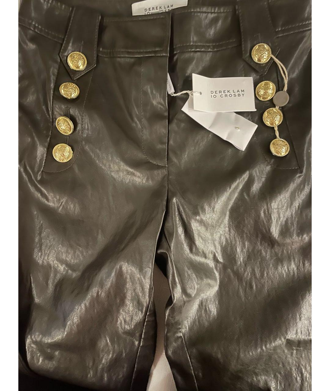 DEREK LAM 10 CROSBY Коричневые кожаные брюки широкие, фото 4