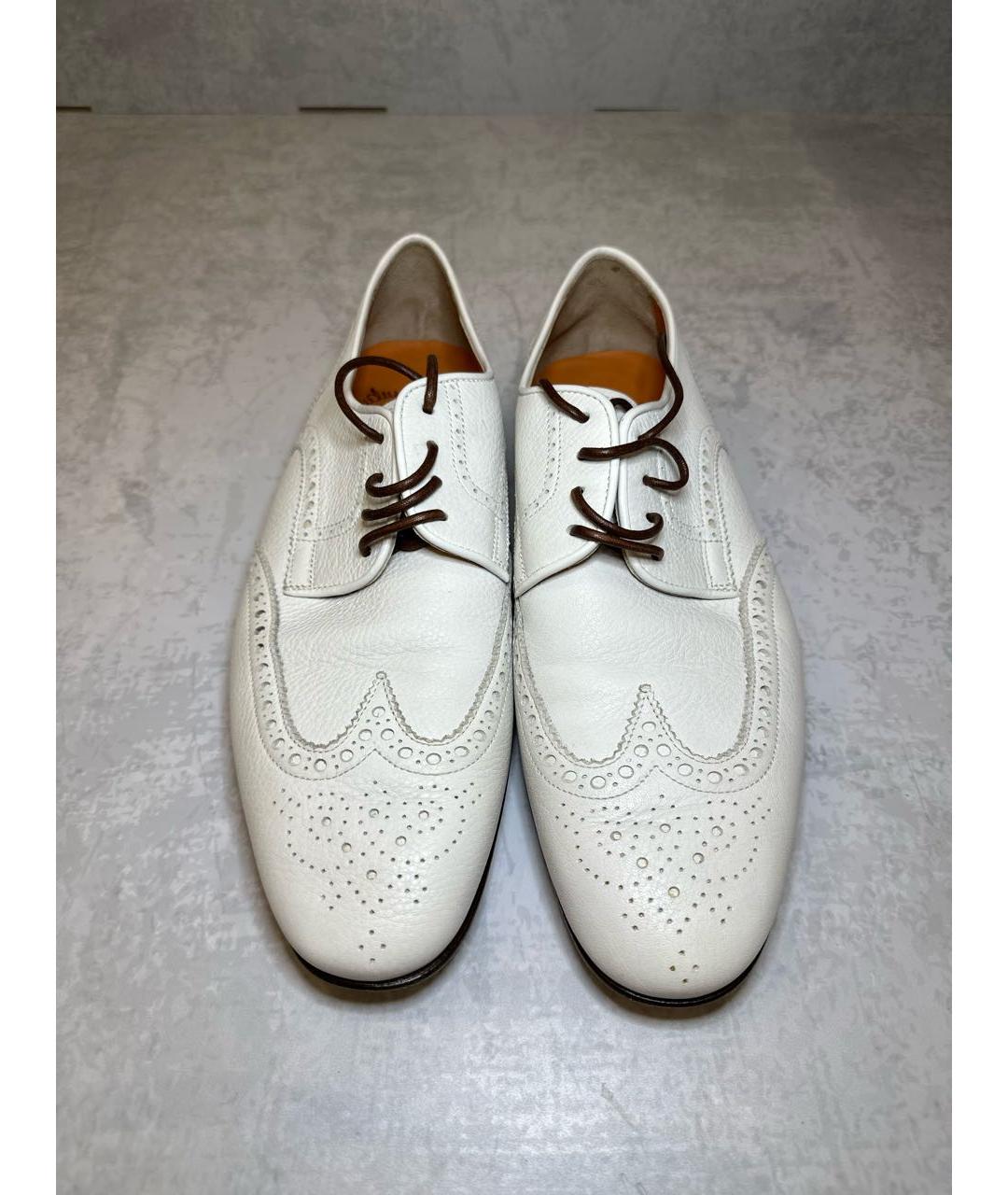 SANTONI Белые кожаные туфли, фото 2