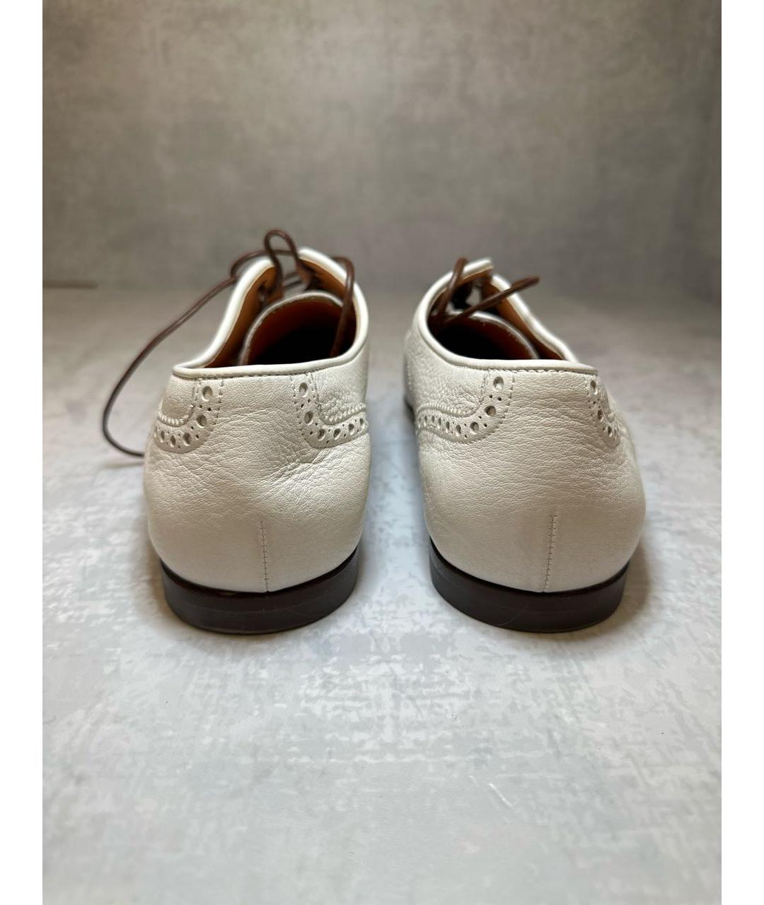 SANTONI Белые кожаные туфли, фото 4