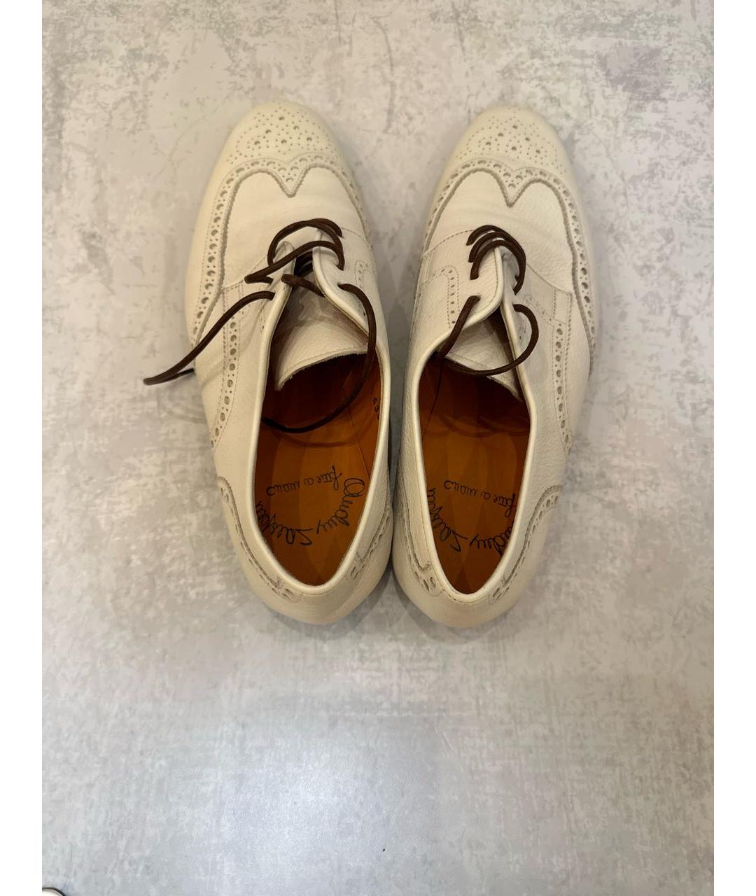 SANTONI Белые кожаные туфли, фото 3