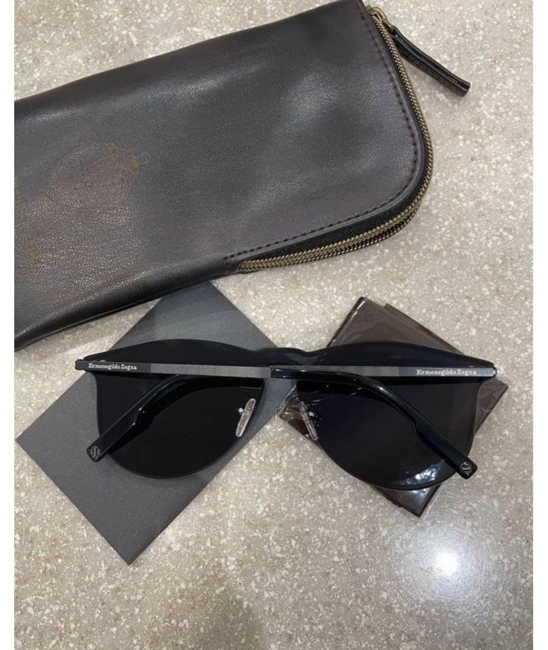 ERMENEGILDO ZEGNA Черные металлические солнцезащитные очки, фото 2