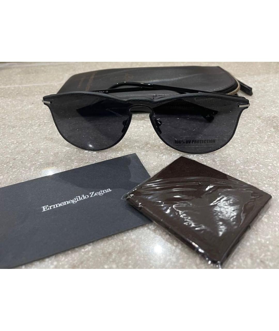 ERMENEGILDO ZEGNA Черные металлические солнцезащитные очки, фото 3