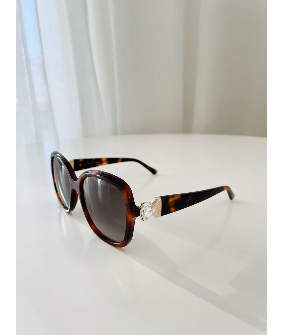 JIMMY CHOO Коричневые пластиковые солнцезащитные очки, фото 3