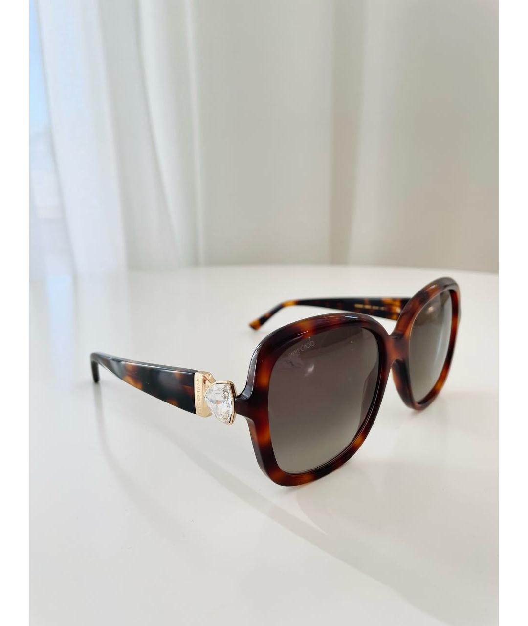 JIMMY CHOO Коричневые пластиковые солнцезащитные очки, фото 2