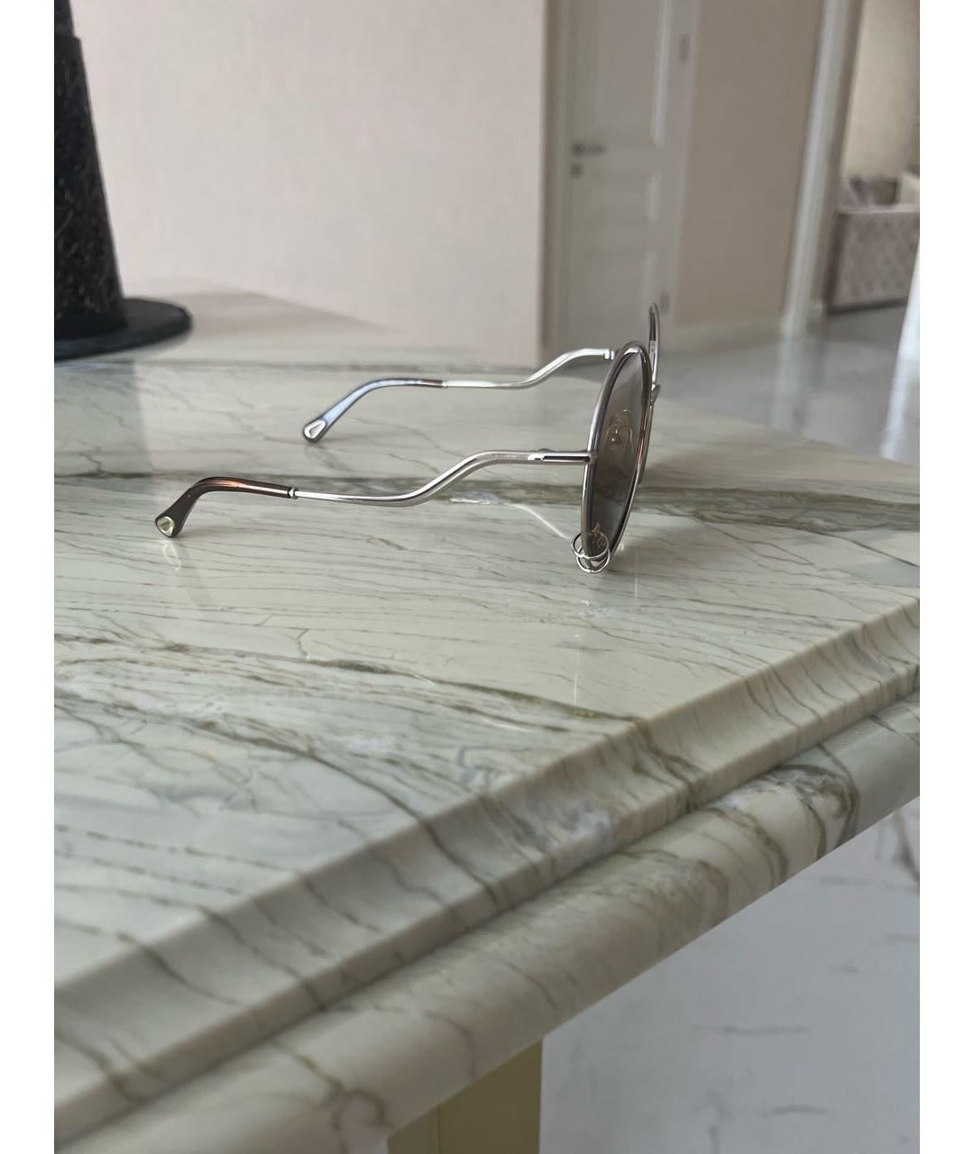 CHLOE Коричневые металлические солнцезащитные очки, фото 2