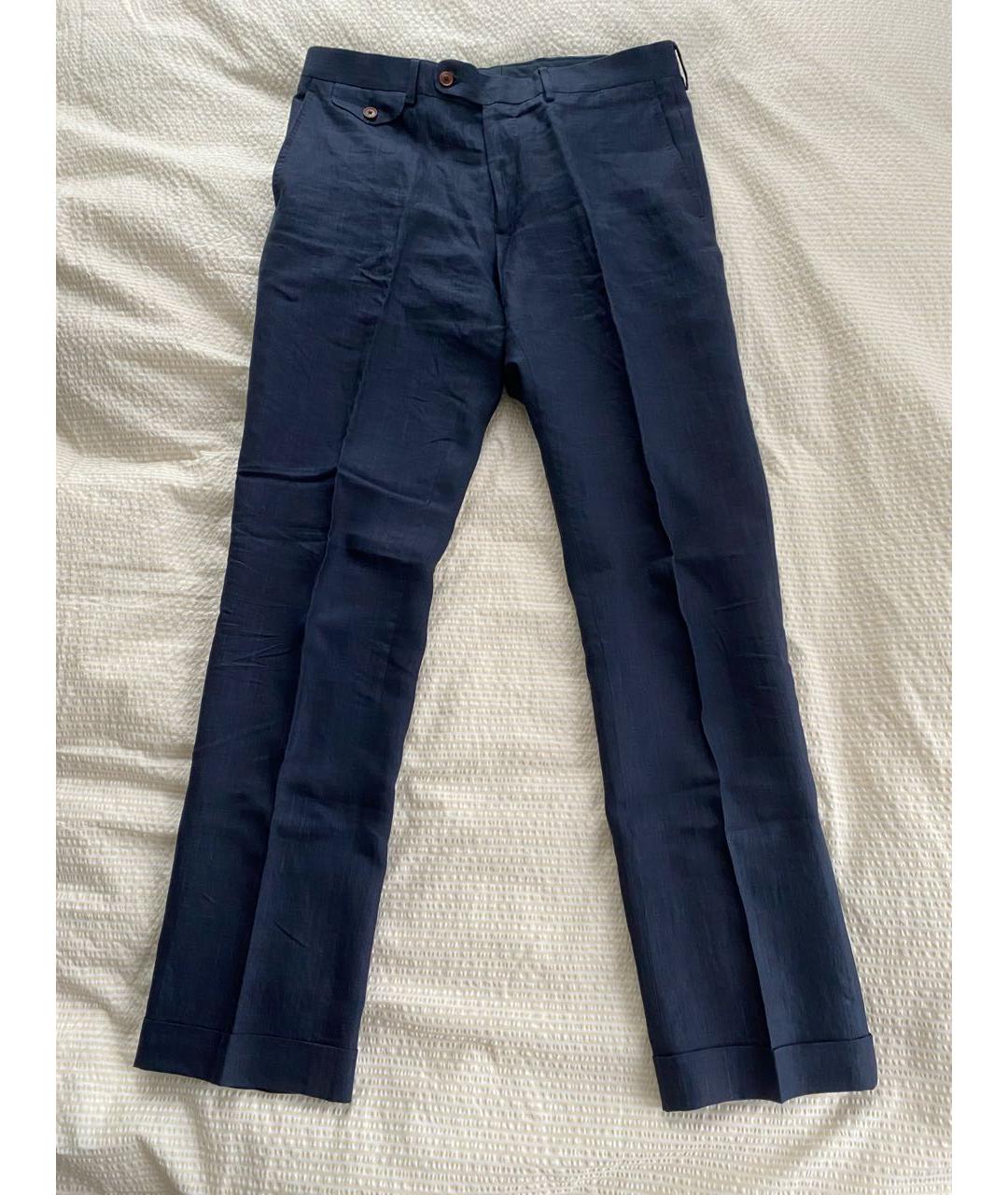 CH CAROLINA HERRERA Темно-синие льняные повседневные брюки, фото 8