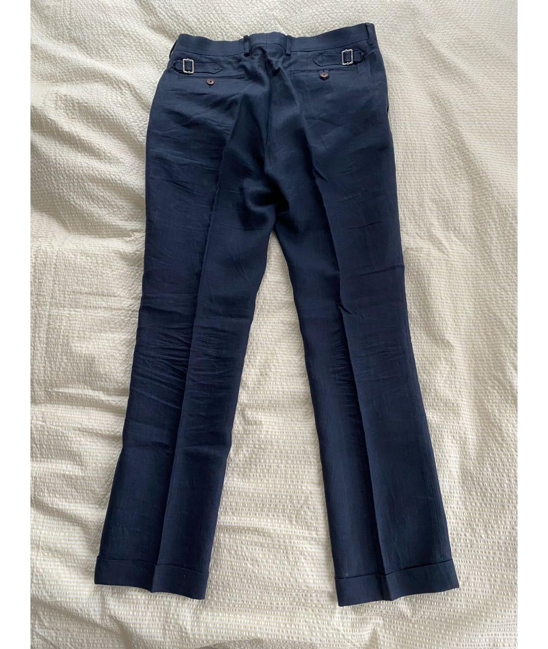CH CAROLINA HERRERA Темно-синие льняные повседневные брюки, фото 3