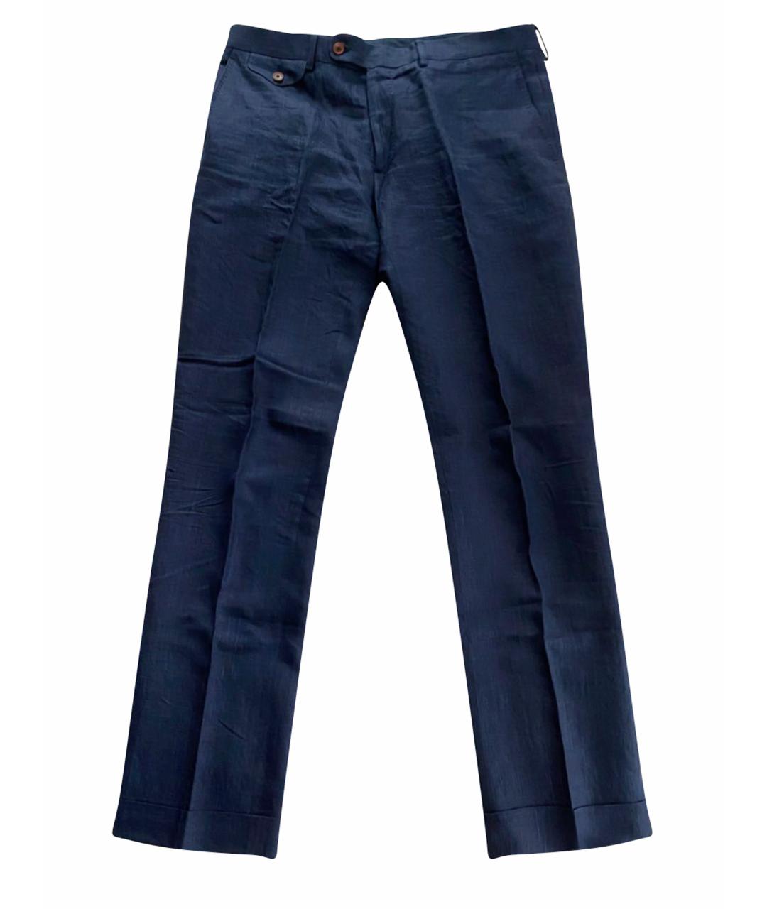CH CAROLINA HERRERA Темно-синие льняные повседневные брюки, фото 1