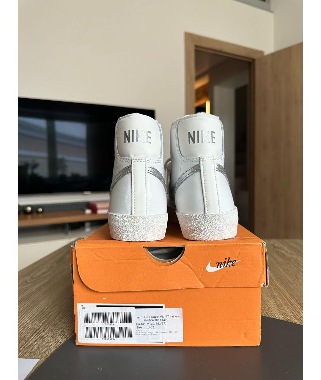 NIKE Белые кожаные кроссовки, фото 4