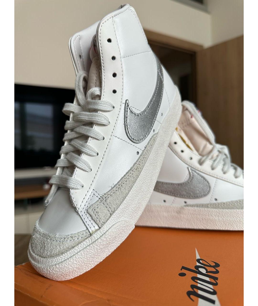 NIKE Белые кожаные кроссовки, фото 5