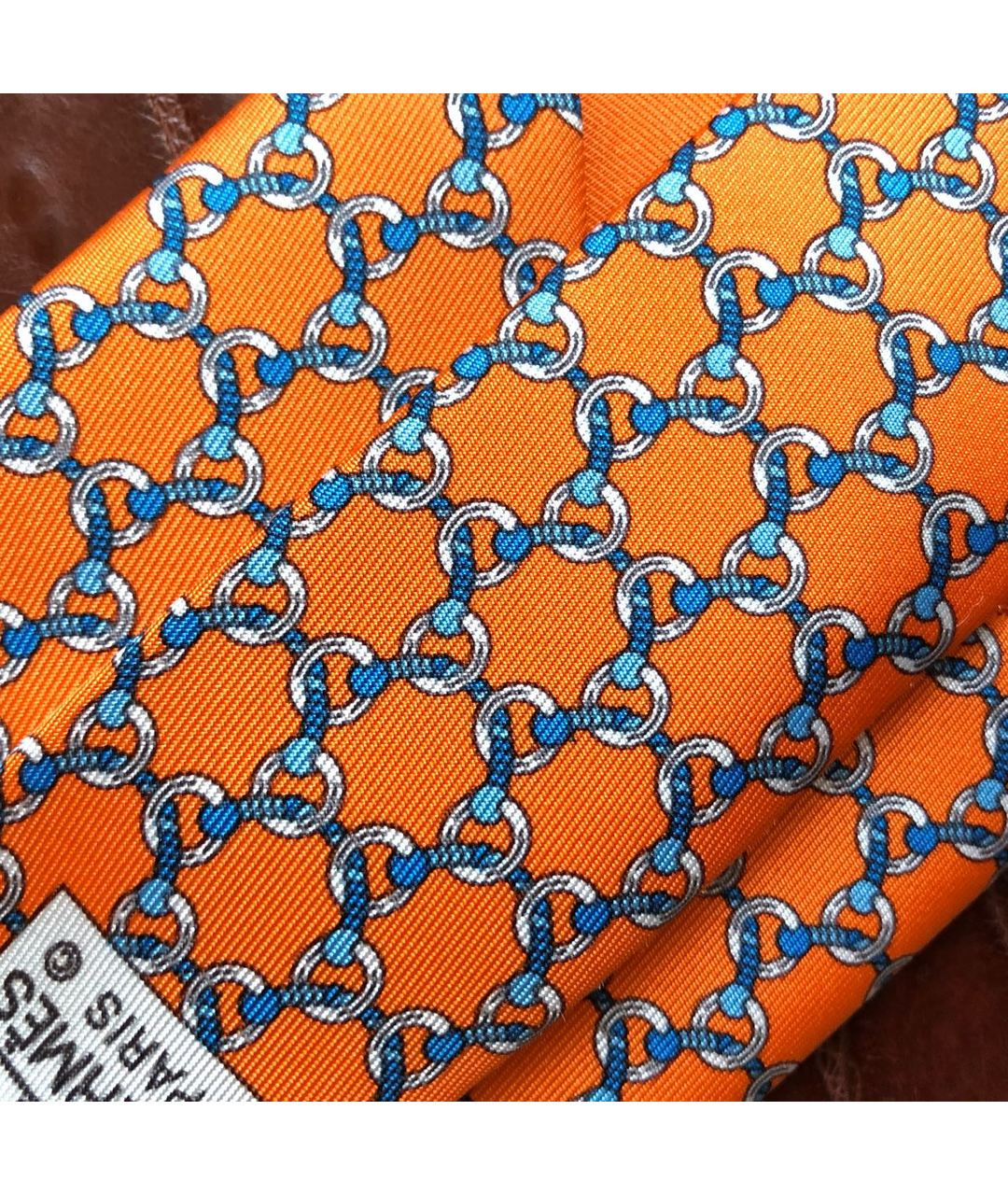 HERMES VINTAGE Коралловый шелковый галстук, фото 4