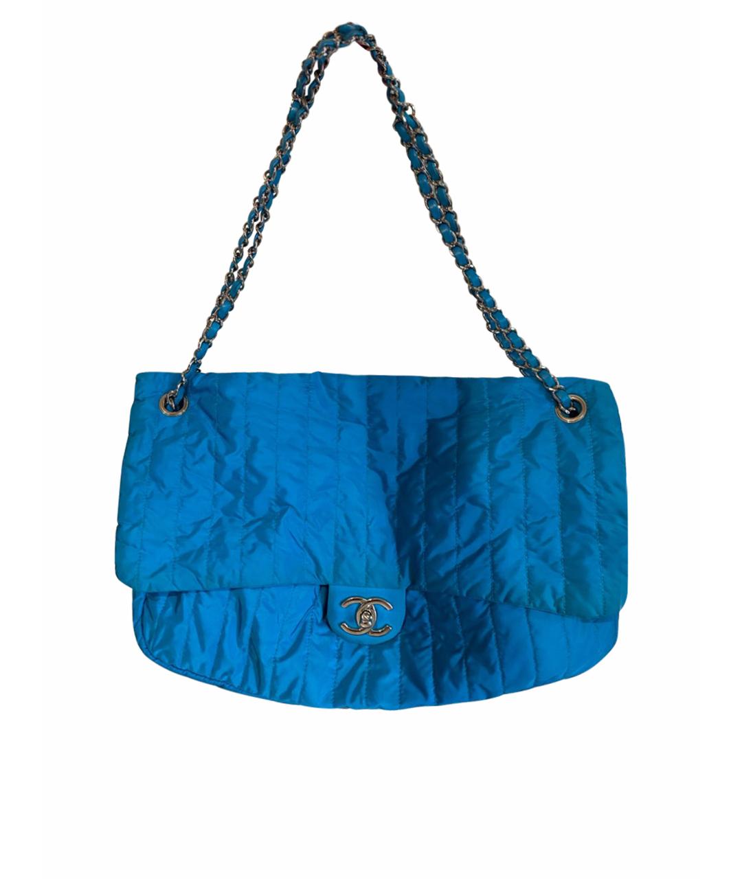CHANEL Голубая тканевая сумка через плечо, фото 1