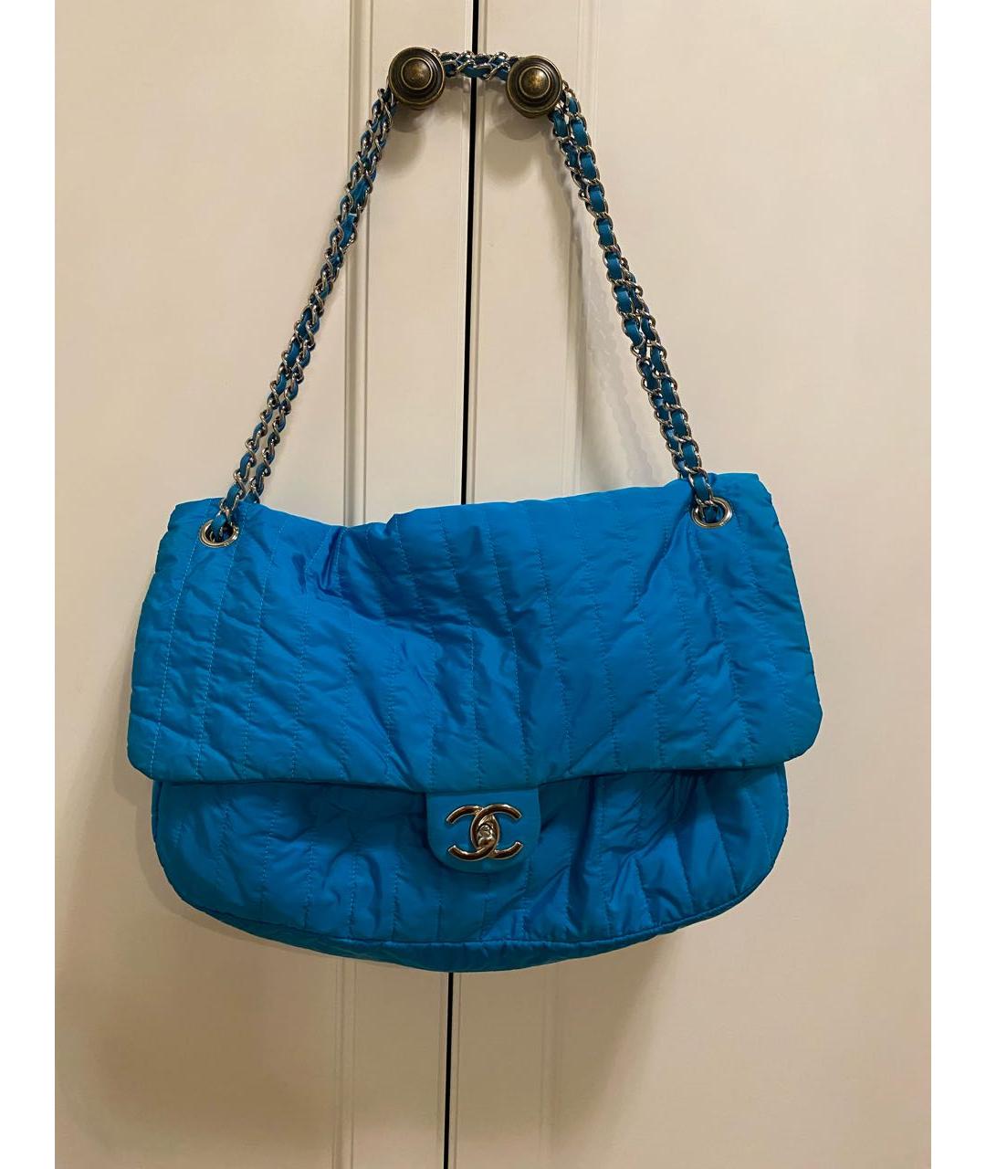CHANEL Голубая тканевая сумка через плечо, фото 2