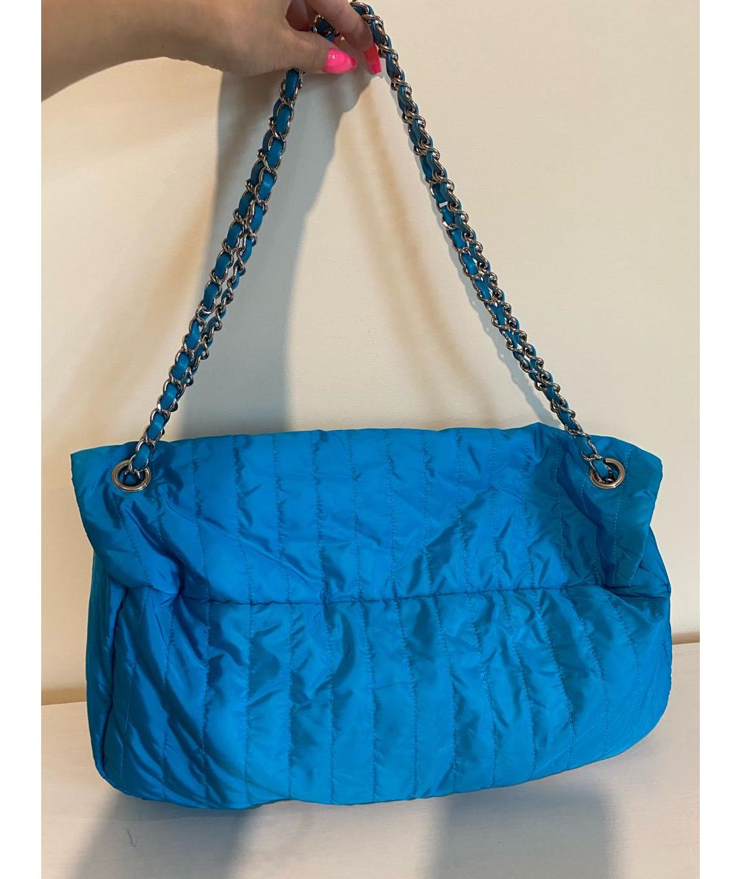 CHANEL Голубая тканевая сумка через плечо, фото 3