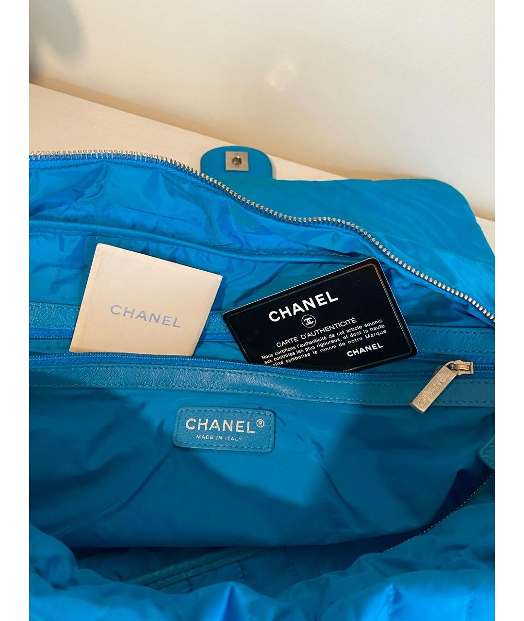 CHANEL Голубая тканевая сумка через плечо, фото 5