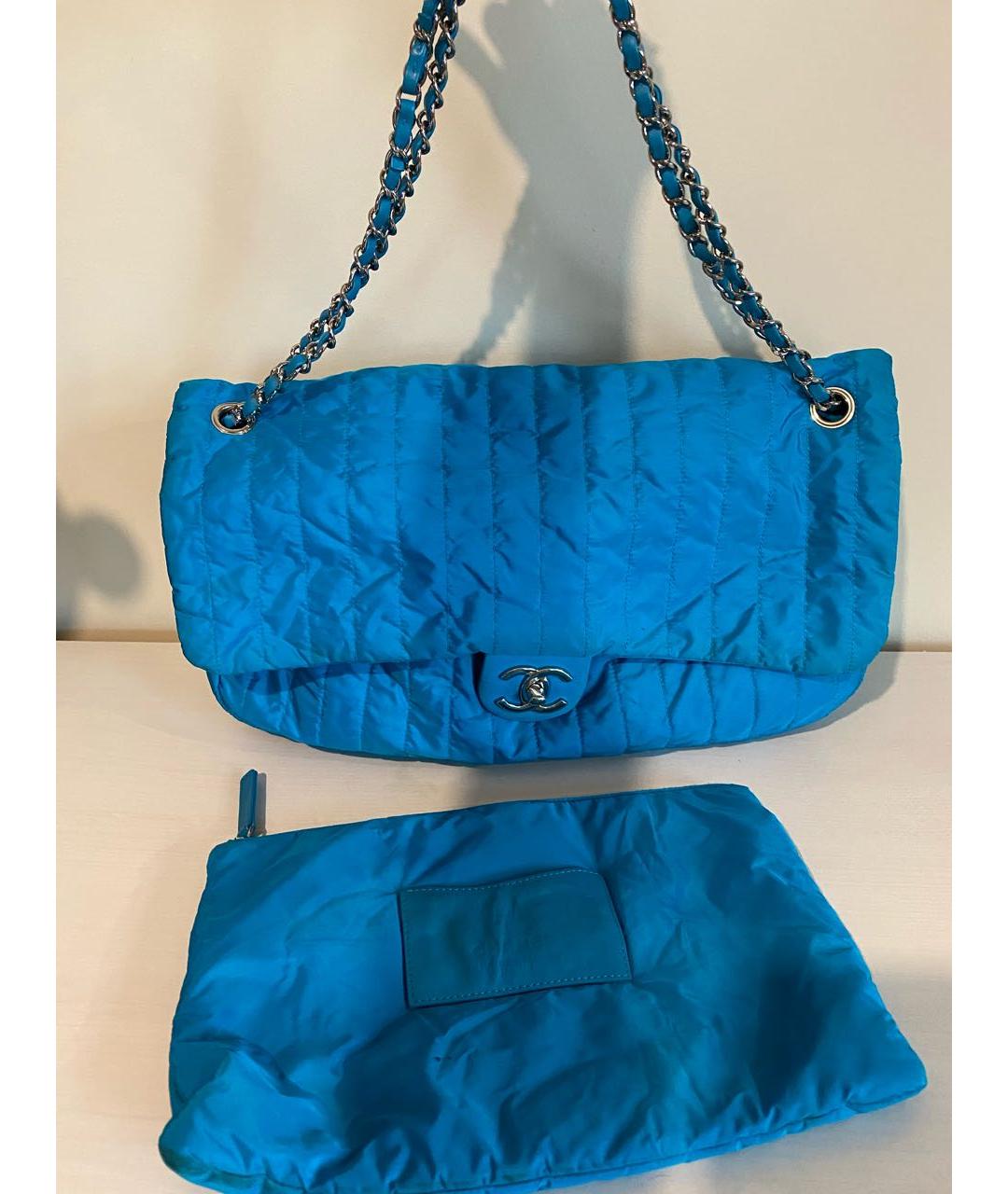 CHANEL Голубая тканевая сумка через плечо, фото 7
