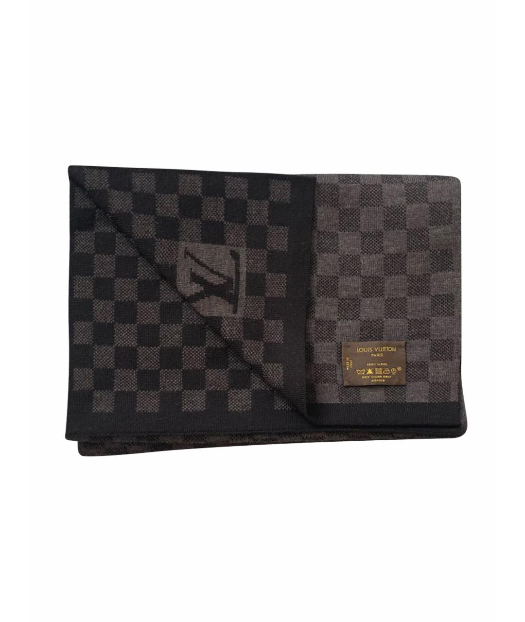 LOUIS VUITTON Серый шерстяной шарф, фото 1