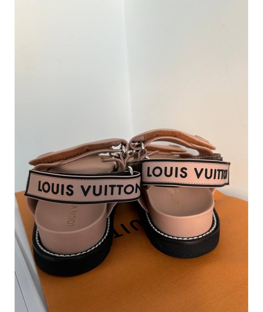 LOUIS VUITTON PRE-OWNED Бежевые кожаные сандалии, фото 4