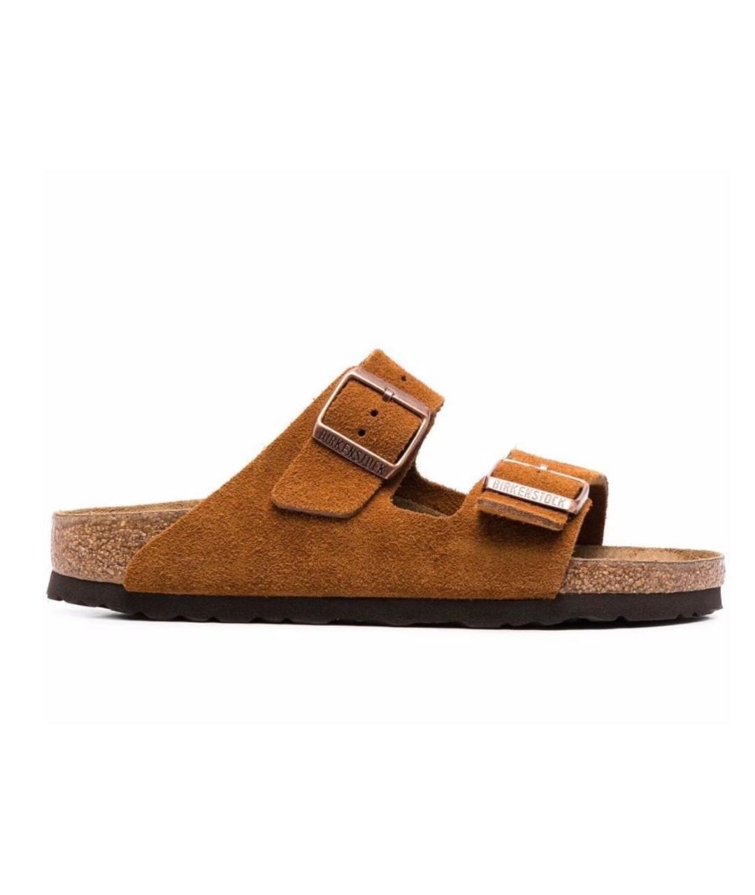 BIRKENSTOCK Коричневые замшевые сандалии, фото 1