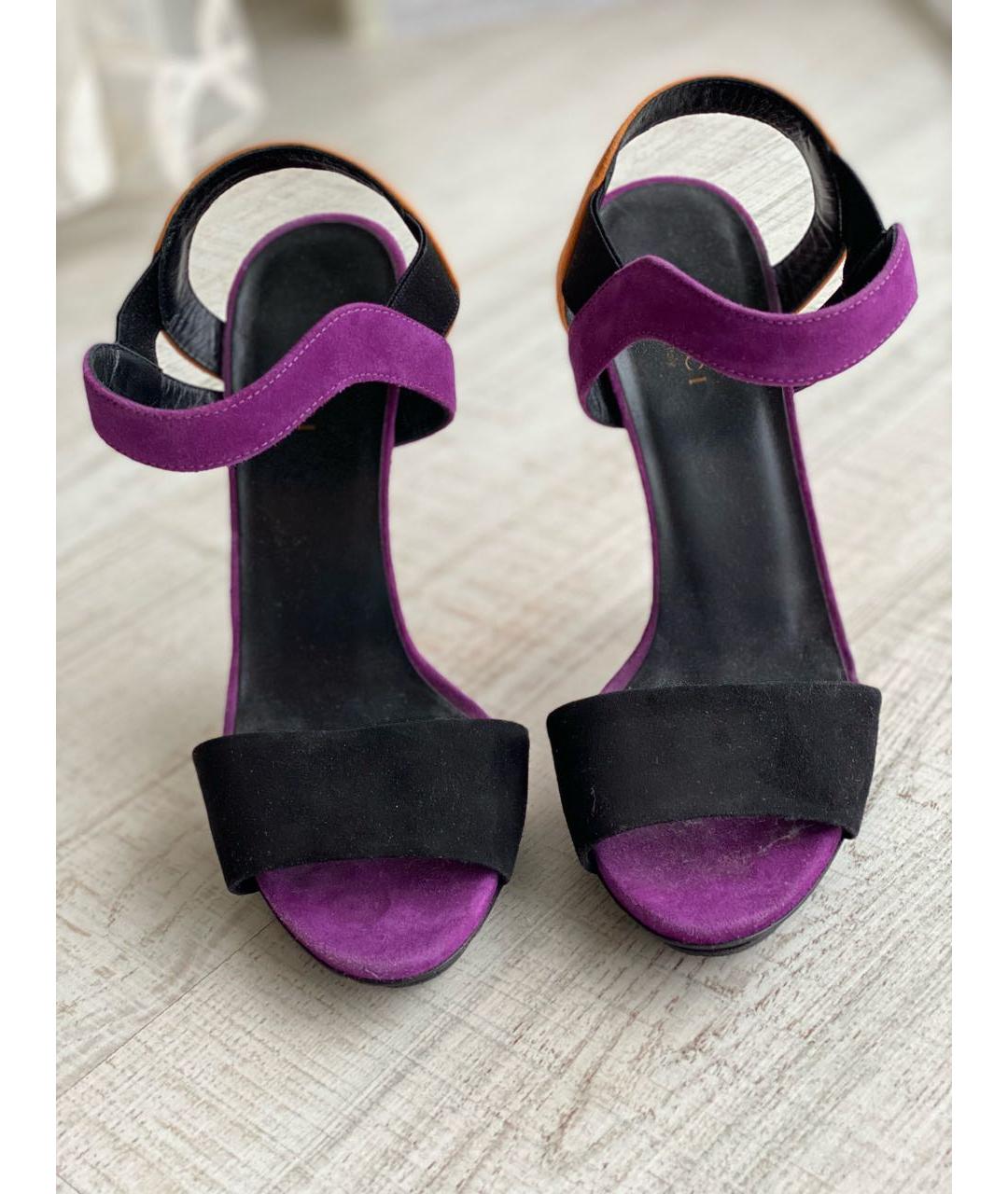 GUCCI Фиолетовые замшевые босоножки, фото 7