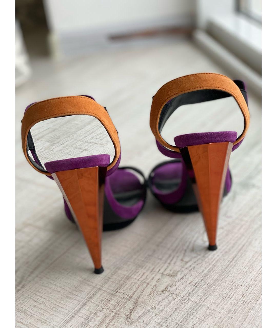 GUCCI Фиолетовые замшевые босоножки, фото 4