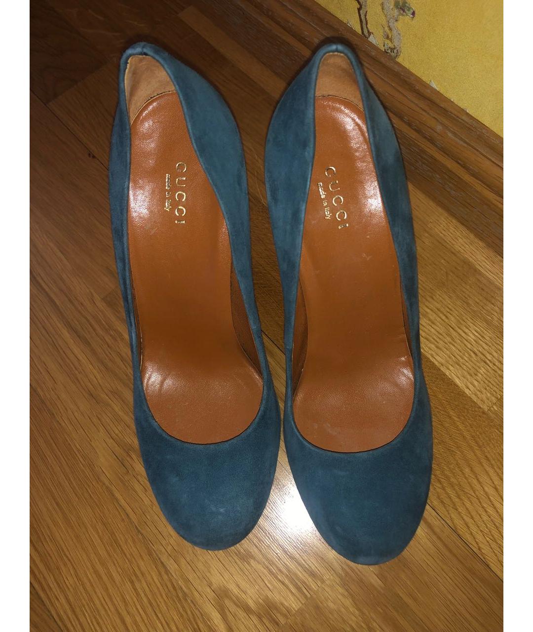 GUCCI Голубые замшевые туфли, фото 4