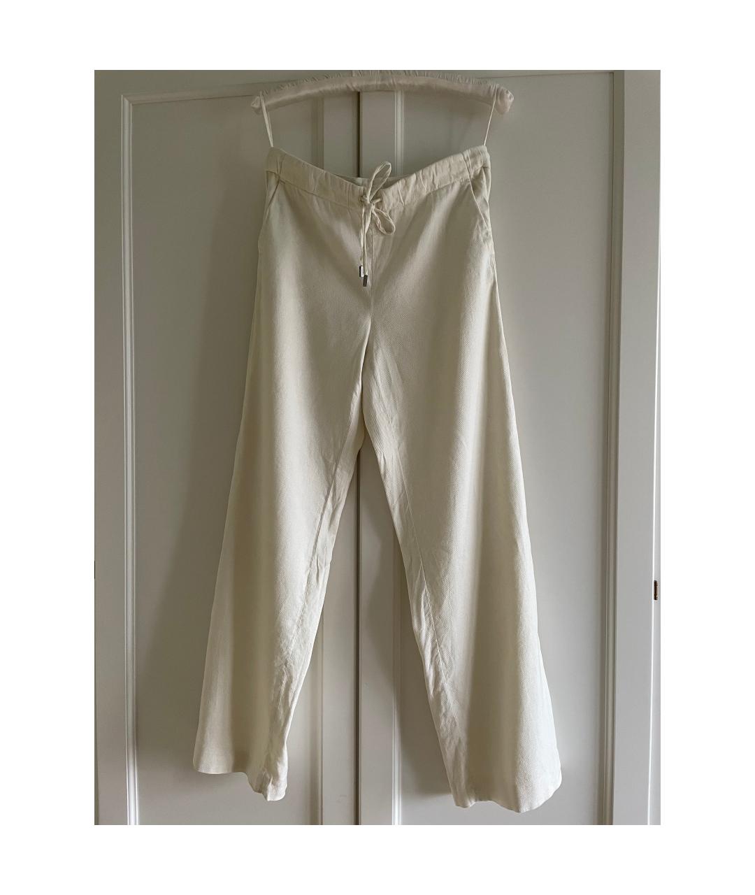 MALO Белые льняные брюки широкие, фото 9